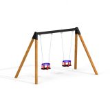 2 Toddler Seats Wooden Swing