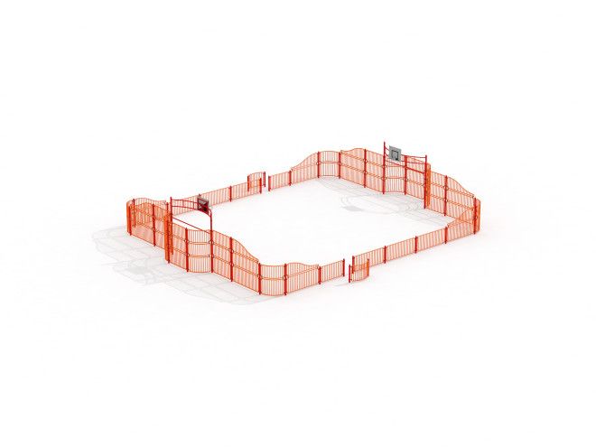 Enclosed playground Shea with orange fencing