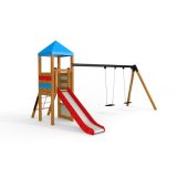 Playground Tower w/ Slide & Double Swing Arm