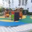 Alpha playhouse with slide in outdoor playground