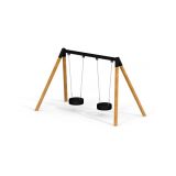 2 Tyre Seats Wooden Swing