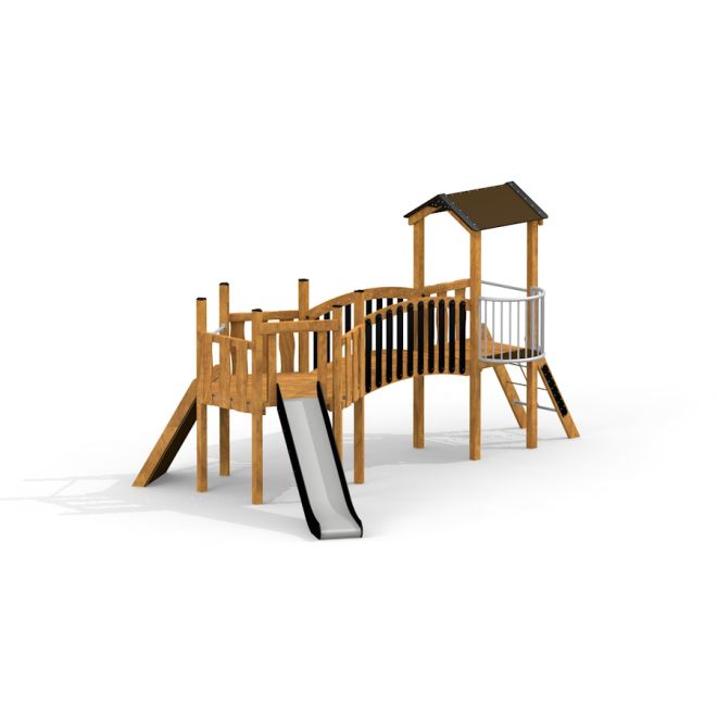 Wooden playground slide Hexagon Modern Nature single slide