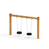 2 Tyre Seats Wooden Swing