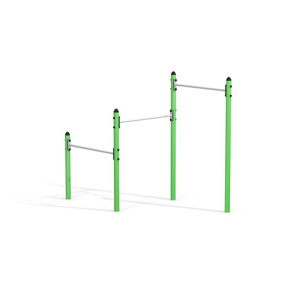 Metal Pull Bars for outdoor fitness in green and silver