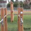 Outdoor fitness equipment Bars I on a green field.