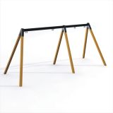 Double Wooden Swing Frame for 2 Seats & 1 Bird Nest