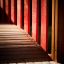 Wooden bridge of the Queen Jubilee playhouse with slide