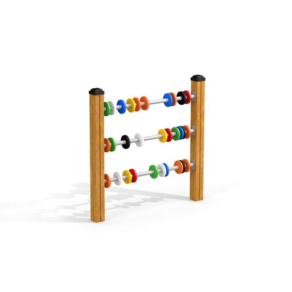 Wooden outdoor Abacus play structure with colorful beads for children.