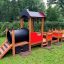 a playground locomotive in the garden