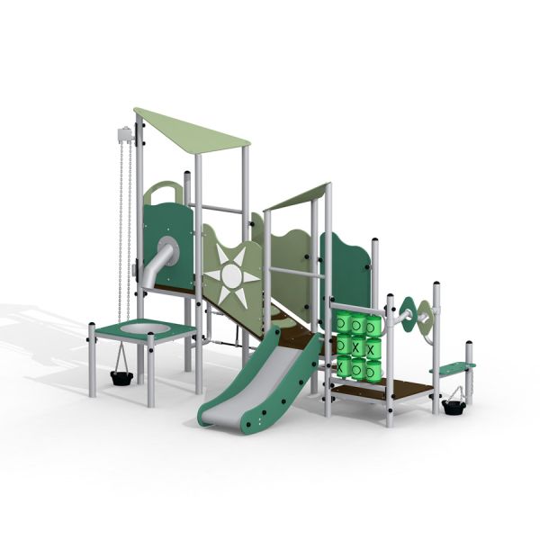 Weather Station playground structure with slide and climbing elements
