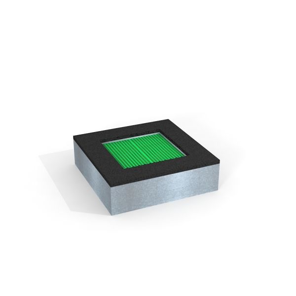 Square trampoline (80 cm) with a green jumping mat and black frame.