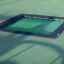 Square trampoline (150 cm) installed in ground