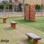 Robinia bench in modern playground.