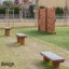 Robinia bench in modern playground.