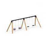 Double Bay Toddler & Flat Seat Wooden Swing w/ 4 Seats