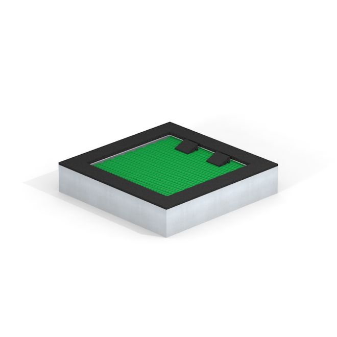 Wheelchair Accessible Square Trampoline 150x150 with green jumping mat.