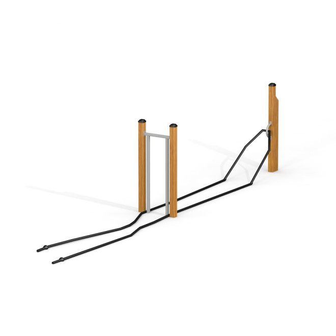 Battle Rope Workout Set outdoor fitness equipment with wooden posts and black ropes for strength tra