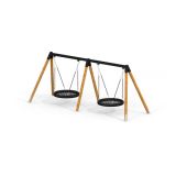 Double Bay Wooden Swing w/ Bird Nest Seats (⌀ 120 cm)