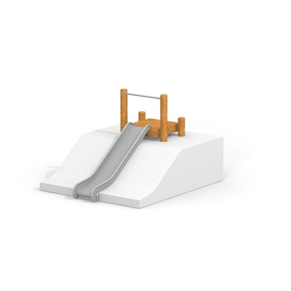 Hill Slide h120 playground slide on a white platform with wooden supports