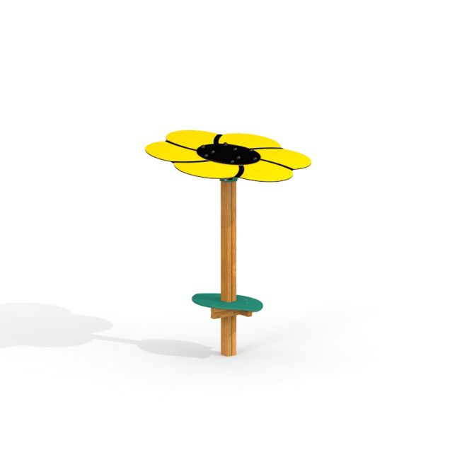 Play Table with Sun Shade shaped like a yellow flower.