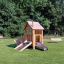 Tambora Eco wooden playground slide with climbing ramps on grassy play area
