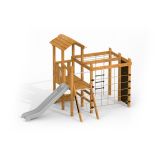 Climbing Kiosk wooden playhouse with slide True Nature
