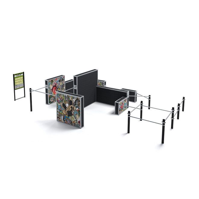 Large parkour set II playground equipment with walls and bars for climbing and jumping