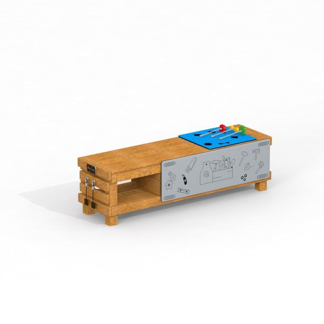 Children's wooden workbench with tools for play, Workshop II.