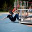 Children playing on Merry-Go-Round at the playground.