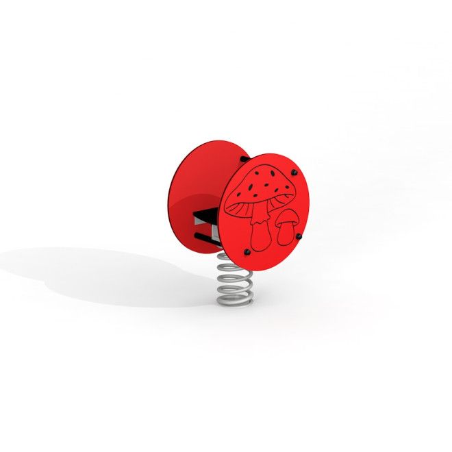 Red Mushroom rocking spring rider for playground, children's outdoor play equipment.