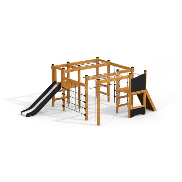 Playground structure with slide and climbing net, Gorilla Nature.