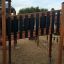 Wooden climbing bridge on Challenger Nature playground.