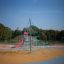 Rope pyramid playground in the park