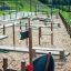 the wooden outdoor playground