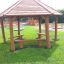 Wooden gazebo suitable for playgrounds and parks.