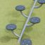A playground balance beam with circular stepping pads, product name Balances.
