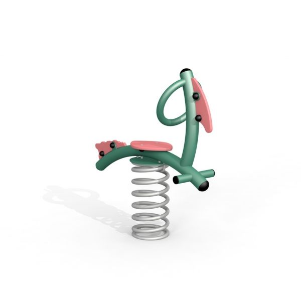 Bird swing rocking on a spring base for children.