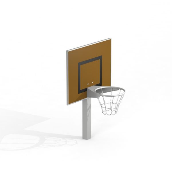 Basket product showing a basketball hoop with backboard and net.