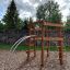 Sherwood wooden playhouse in a park setting.