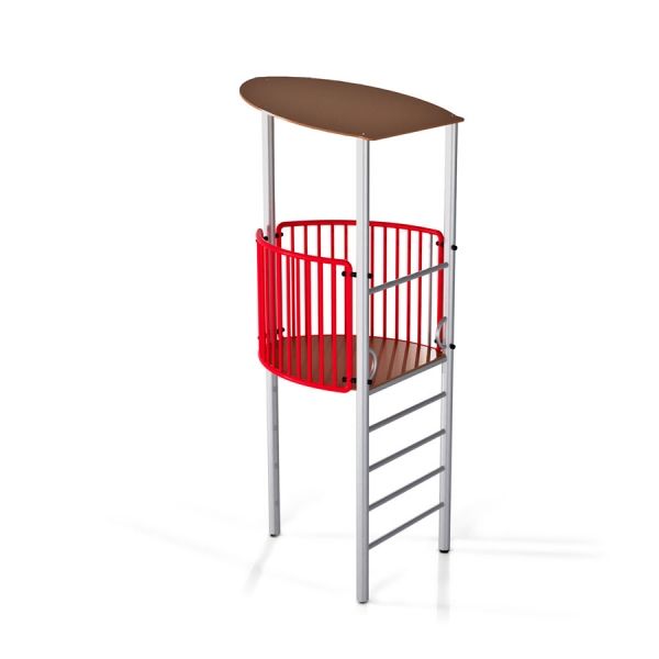 Referee Seat with red guardrail and metal ladder