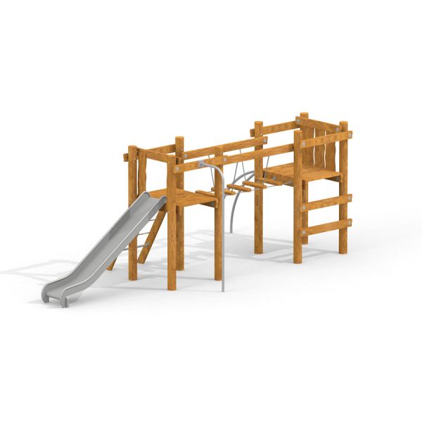 Children's wooden playground set with slide and climbing structure Bergila.