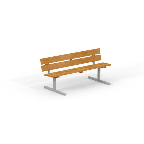 Bench, Steel Construction - Outdoor Wooden Park Bench with Steel Legs
