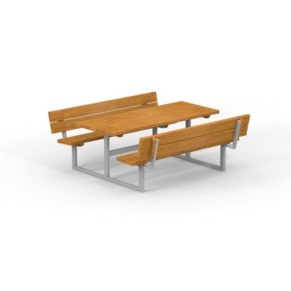 Wooden Table & Bench with metal frame.
