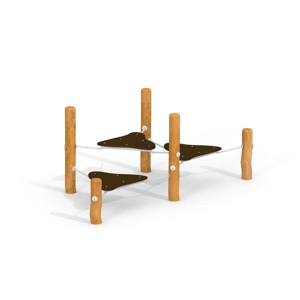 Wooden playground equipment Kentucky with balancing platforms.