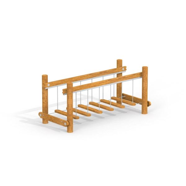 Wooden Dolomiti playground bridge with suspended steps.