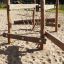 Outdoor playground rope climbing frame Kongo on sand.