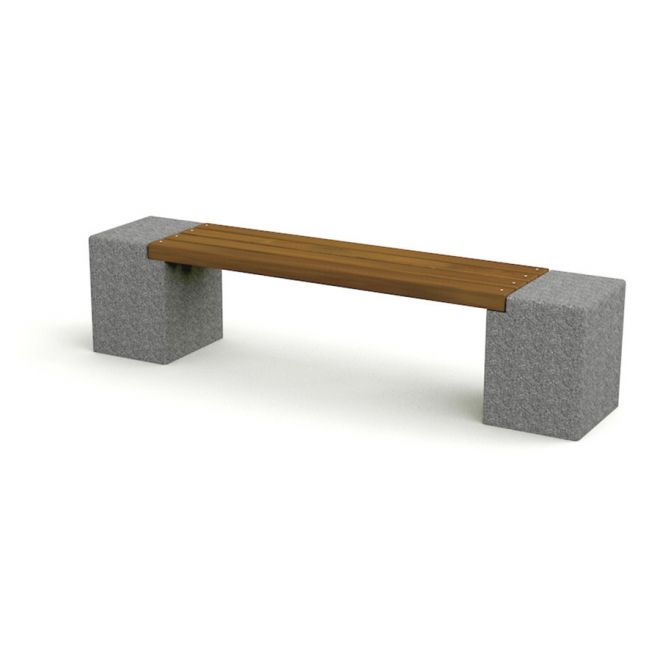 A wooden and concrete Vega bench from Lars Laj.