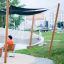 Sun Shades over park benches with people relaxing nearby.