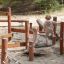Sahara wooden playground balance bridge with children playing