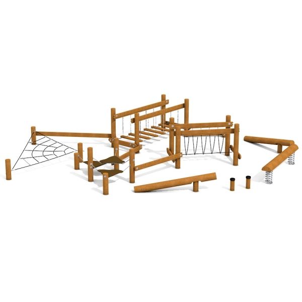Sahara outdoor wooden obstacle course playground structure